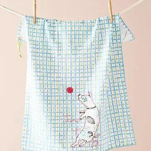 Anthropologie PLAYFUL PUP Dish Towel Animal Lovers Kitchen Refresh Spotted Dog